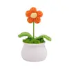 Tejido a crochet flor abullonada maceta planta decoración de escritorio hecha a mano regalo de cumpleaños ramo de flores de hilo de Amazon respuesta rápida