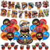 Suministros para Fiesta de Cumpleaños Hot Wheels Decoración con Tema de Carreras Pancarta de Cumpleaños Globo Cupcake Traje de Tiro
