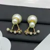 Novos Brincos Dior/Dior Trevo de Quatro Folhas Estrela Cd para Mulheres 2025, Fotos Reais, Brincos de Pérola Tamanho Nariz de Porco Combinando