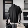 Camiseta de Verano para Hombre de Manga Corta, Waffled en los Hombros, Versátil y a la Moda, Camiseta Base Gris Claro, Camisa Polo Casual Americana