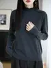 Suéter de punto fino 60% lana con cuello floral para mujer, suave diseño de cuello floral, jersey de mezcla de lana suave y acogedor para otoño e invierno