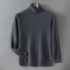 Camisa base 100% caxemira pura, novo suéter de tricô pulôver solto de gola alta masculino outono e inverno, suéter pulôver quente