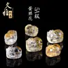 Jiuya Cristal Natural Pez Koi Flor de Resina Colorida Tallado Pixiu Rojo y Amarillo Flor Delicada Accesorios Pixiu Mayoreo