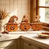 Decoración de Calabaza Fantasma Gato Negro de Madera para Halloween Habitación Escritorio Decoraciones Festivas Artesanías de Madera