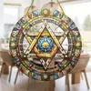 Plato colgante bohemio pintado de gran venta transfronteriza, decoración artística redonda para ventanas del hogar, adorno colgante de acrílico, personalizable