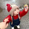 Gorro de lana grueso y lindo para niños, gorro de punto a prueba de frío, protección cálida para las orejas, gorro de invierno para bebé para exteriores, a prueba de viento y adorable