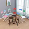 Silla Plegable Silla de Comedor Doméstica Silla Simple Silla de Ocio con Respaldo Taburete de Dormitorio Silla de Balcón Taburete Redondo Portátil para Adultos