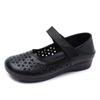 Sandalias de Verano Antideslizantes de Tendón con Agujero Hueco para Mujer, Planas, Transpirables de Cuero, Moda, Zapatos de Mamá para Mediana Edad y Ancianas