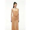 Vestido de Gasa Fina con Tirantes Delgados y Fruncidos, Adornos de Hebilla Metálica, Malla Plisada Densa, Vestido Transparente con Dobladillo Ancho, Estilo Europeo y Americano de Amazon