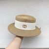 Sombrero de ala ancha con cinta plegada para mujer, estilo Hepburn, estilo francés, moda casual, sombrero para el sol, estilo vacacional, sombrero de paja simple