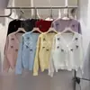 Cárdigan de Punto Dulce con Lazo Tridimensional Estilo Coreano para Mujer, Nuevo Abrigo Suéter Holgado de Cuello V para Otoño e Invierno, Top Adelgazante