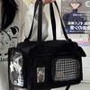2025 Nova Bolsa Transparente Estilo Japonês para Menina Bolsa de Ombro Fofa de Grande Capacidade Bolsa Transversal Casual Feminina