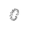 Anillo Ovalado Irregular Estilo Coreano para Hombres y Mujeres Tendencia Estilo Frío Anillo para Dedo de Comida Plata Antitailandes Anillo Abierto Geométrico