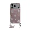 Funda de estrella con purpurina a cuadros adecuada para el teléfono Apple 16Pro iPhone18promax con cadena para colgar, simple 17 Coreana 16P