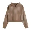 Sudadera con Capucha Corta Degradada para Hombre, Corte Holgado, Estilo Pareja, Sudadera con Capucha Pulóver de Marca Americana de Moda, Venta al por Mayor Personalizada