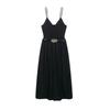 Ropa Europea y Americana Transfronteriza 2025 Nueva Moda de Verano Vestido Midi Casual con Empalme de Cinturón 1165065