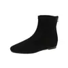 Botas de Cano Curto Femininas Elegantes com Aumento de Altura de 4CM, Versão Coreana Outono 2026, Botas da Moda com Bico Redondo em Camurça com Zíper Traseiro, Botas de Cano Curto para o Dia a Dia