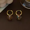 Pendientes de cuentas coloridas de alta gama estilo francés, diseño de doble uso, pendientes artísticos elegantes y sencillos para mujer