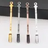 80mm dourado, prateado, cobre, ferro, metal multicolor pequena pá de fumaça, Terra, dourado, colher de remédio, pequena colher de remédio não disponível para venda