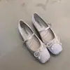 Zapatos Mary Jane Estilo Hada Suave 2025 Nuevo Estilo Francés Elegante Moño Punta Cuadrada Boca Baja Zapatos de Noche