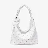 Bolsa de lona com poá de grande capacidade e estilo descontraído para mulheres, bolsa tote para o dia a dia, bolsa transversal de ombro casual de nicho estilo coreano