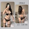 Fan Lei Ropa Interior Sexy Conjunto de Tres Piezas Cuero Patentado Cadena Sexy Conjunto de Dos Piezas Sujetador Calzones Cuello Halter para Mujer Bondage 778