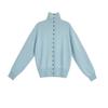 Primavera e Outono Nova Casual Macio Ceroso Lã Única Linha Multi-botão Gola Solta Corte Camisa Perfil Malha Cardigan Feminino