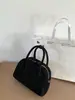 Bolsa de mão retrô em camurça para outono e inverno, bolsa estilo bowling niche coreana, bolsa Boston, bolsa de ombro versátil, bolsa pequena transversal para mulheres