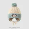 Chapéu de Outono e Inverno BOSTON Chapéu de Lã Infantil Proteção para as Orelhas Pompom Chapéu de Tricô Quente Meninos e Meninas Chapéu de Puxar à Prova de Vento
