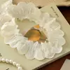 Adorno de Encaje Bordado de Algodón con Lazo Arrugado Blanco/Albaricoque de 4.5 cm para Decoración DIY de Cuellos y Puños de Ropa
