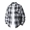 Producto destacado: Nueva camisa casual de cuadros de manga larga para hombre de primavera y otoño, chaqueta camisa casual de moda unisex con cuello de solapa
