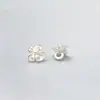 Botones de plata S925 con diseños de flor y mariposa, pulseras de cuerda trenzada hechas a mano para DIY, cierres de mariposa, accesorios de joyería de plata