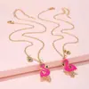 Nova Colar Pingente Combinando Coração Flamingo Letra Bff Medalha Moeda Colar Amizade para Mulheres