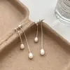 Aretes de Cadena con Borla de Perlas de Agua Dulce para Mujer, Sencillos, Lujo Ligero, de Moda, Versátiles, Pendientes de Tendencia