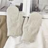 Guantes de Punto Gruesos de Doble Capa con Mezcla de Pelo de Conejo, Simples, de Corea, para Invierno, Calientes, Resistentes al Frío, para Montar