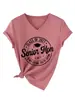 Clase de 2027 Senior Amazon Ebay Sitio Independiente Camiseta Casual y Cómoda de Manga Corta con Cuello en V para Mujer
