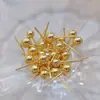 Brincos de Cobre Banhados a Ouro com Acabamento Fosco Luxuoso, Joias Simples de Bolinha Redonda Pequena para Mulheres, Mesmo Estilo das Lojas de Ouro