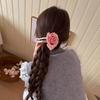 Pasador de Pelo Rosa Floral con Rosas y una Vibración Suave como de Hada, Pinza para el Pelo Estilo Festivo, Accesorio para el Pelo Lateral para Mujeres, Pinza Lateral Estilo Coreano