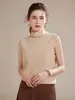 Chaleco de punto simple de cuello alto para mujer de principios de otoño, color liso, sin mangas, holgado, casual, 100% cachemira