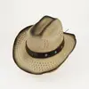 Sombrero de paja cortavientos y protector solar de estilo playero primavera y verano para comercio exterior transfronterizo para hombres y mujeres, sombrero de vaquero estilo étnico europeo y americano