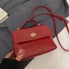 Bolso Cuadrado Pequeño de Mano de Cuero Francés Simple y de Alta Gama con Cera de Aceite para Mujeres, para Desplazamientos, Versátil, Color Sólido, Estilo Casual, Bolso Cruzado