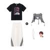 Ropa de Moda Infantil Hip-Hop Estilo Hip-Hop Calle Reloj para Niños Ropa para Actuación Camiseta de Manga Corta Hip-Hop para Niños Traje de Marca de Moda