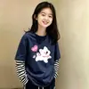Conjunto de otoño para niña, camiseta de manga larga patchwork, nuevo estilo primavera y otoño 2026, top interior para niñas de talla mediana y grande