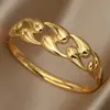 Pulsera trenzada Omaca estilo gota de agua brillante clásica europea y americana, pulsera abierta de acero inoxidable chapado en oro de 18 quilates, a la moda, estilo pareja