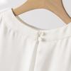 Verano Nueva Camiseta de Seda de Peso Pesado Camisa de Manga Corta Camisa Femenina Holgada de Cuello Redondo Ropa de Trabajo Top de Seda de Morera de Color Puro