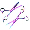 Tijeras de Peluquería de Color Huo Impecables, Tijeras para Cortar el Cabello, Tijeras Planas, Tijeras para Flequillos, Tijeras Entresacadoras, 3 Colores