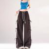 Pantalones casuales de pierna ancha estilo americano para primavera y verano Pantalones de trabajo de paracaidista Pantalones cargo deportivos delgados para jóvenes Pantalones rectos para mujer