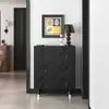 Armário de Sapatos Preto em Estilo Retrô para Entrada de Casa, Armário de Sapatos Ultrafino, Armário de Armazenamento Moderno de Alta Qualidade