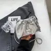 Bolsa Transversal Feminina Prata Metálica Franzida, Bolsa Saco Fashion Nuvem com Cordão, Pingente de Pérola e Alça de Corrente Ajustável, Bolsa de Ombro Brilhante para Noite, Festa, Casamento, Namoro
