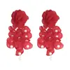 Nuevos Pendientes Bohemios de Estilo Étnico, Pendientes de Flor Estéreo de Gasa Hechos a Mano, Pendientes de Perlas de Imitación, Venta Caliente